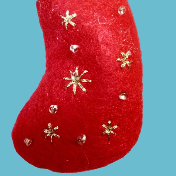 E S Imports Beagle Dog Christmas Stocking Ornament Beaded Embroidered Snowflake - Picture 7 of 8